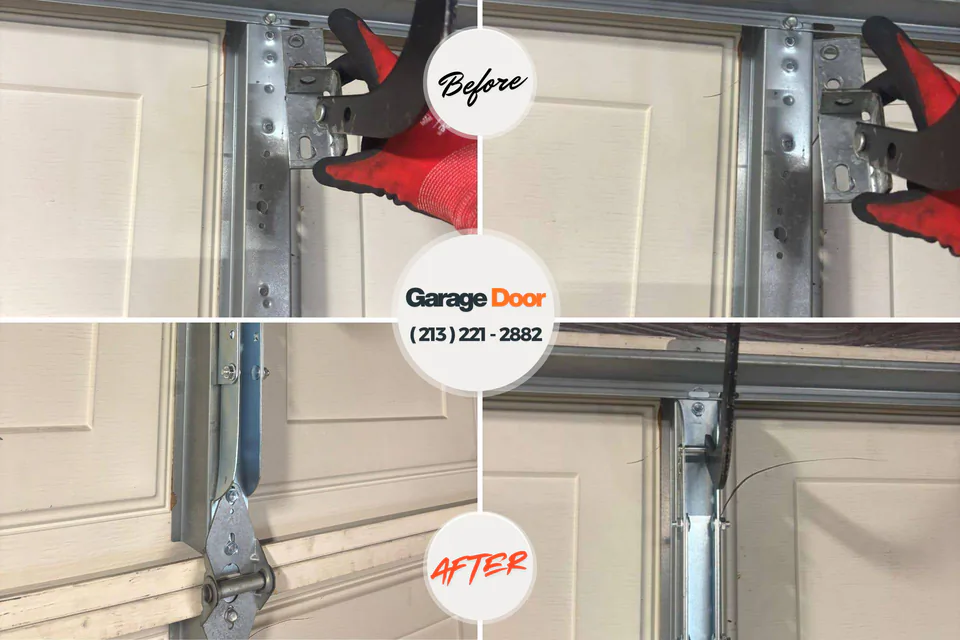 Before and after: garage door repair Wellington, KS